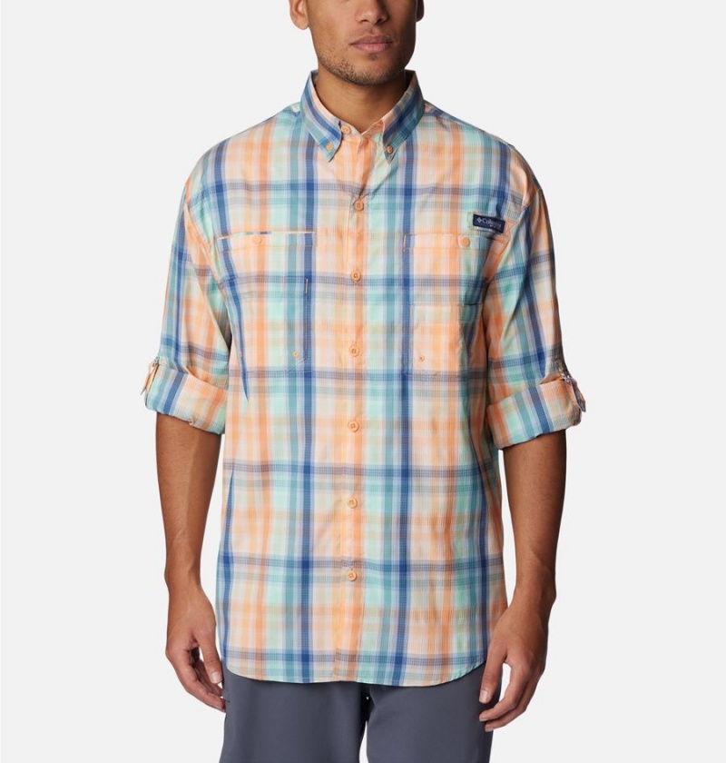 Columbia PFG Super Tamiami Long Sleeve Men's Shirt Orange | YDAHWC-793