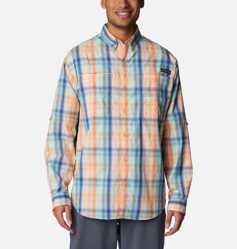 Columbia PFG Super Tamiami Long Sleeve Men\'s Shirt Orange | YDAHWC-793