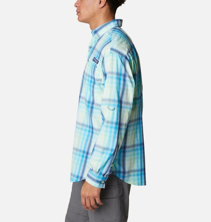 Columbia PFG Super Tamiami Long Sleeve Men's Shirt Turquoise | VRICSZ-694