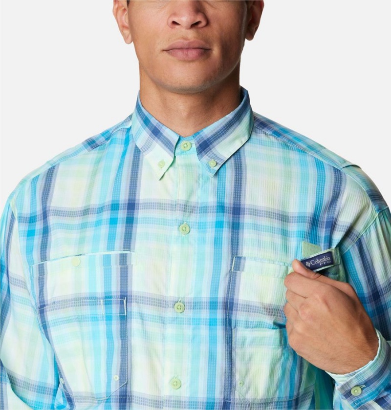 Columbia PFG Super Tamiami Long Sleeve Men's Shirt Turquoise | VRICSZ-694