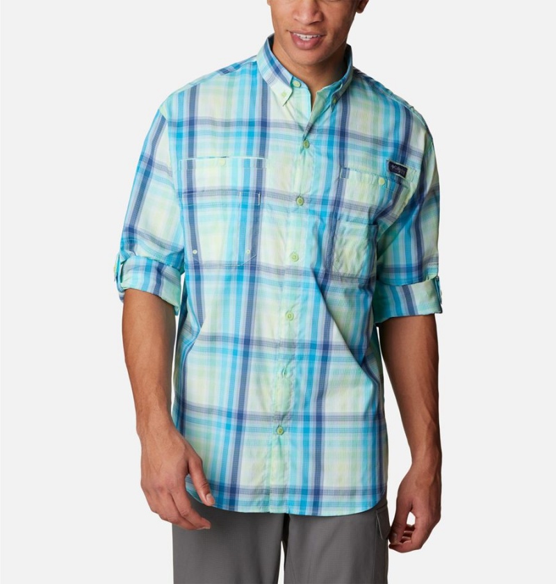 Columbia PFG Super Tamiami Long Sleeve Men's Shirt Turquoise | VRICSZ-694