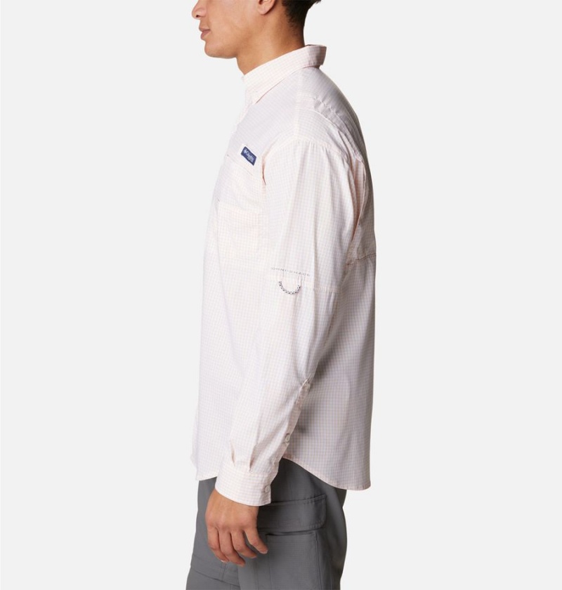 Columbia PFG Super Tamiami Long Sleeve Men's Shirt Pink | BJXQUP-085