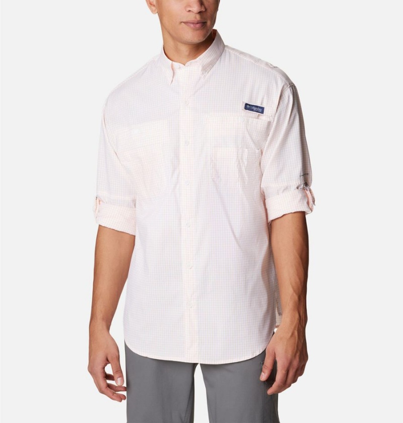 Columbia PFG Super Tamiami Long Sleeve Men's Shirt Pink | BJXQUP-085