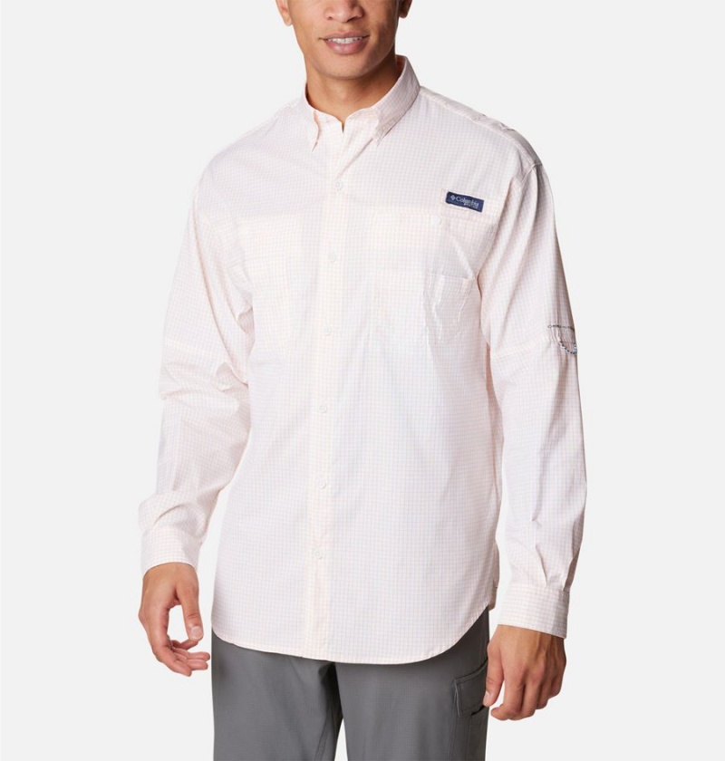 Columbia PFG Super Tamiami Long Sleeve Men\'s Shirt Pink | BJXQUP-085