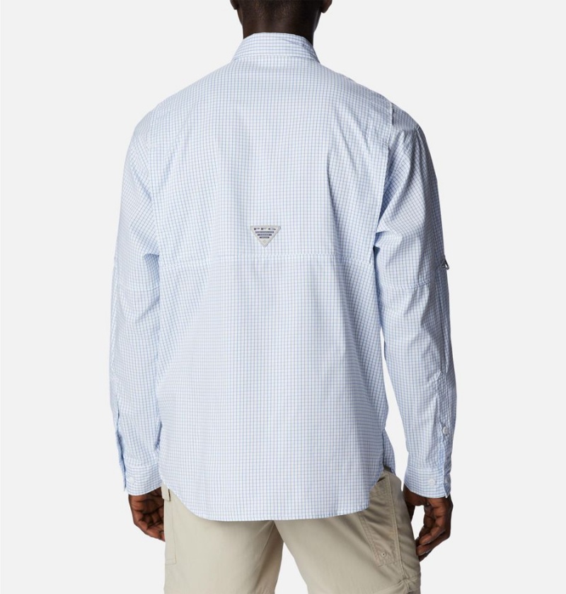 Columbia PFG Super Tamiami Long Sleeve Men's Shirt Blue | YBQHMD-185