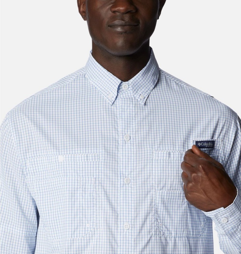 Columbia PFG Super Tamiami Long Sleeve Men's Shirt Blue | YBQHMD-185