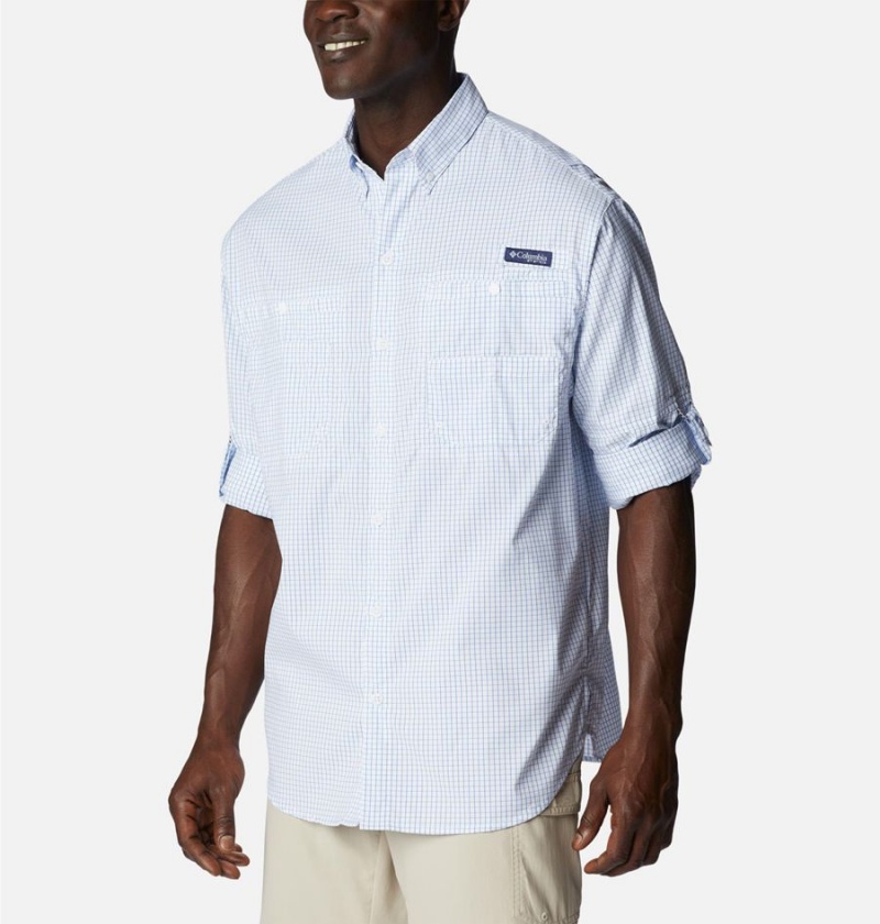 Columbia PFG Super Tamiami Long Sleeve Men's Shirt Blue | YBQHMD-185
