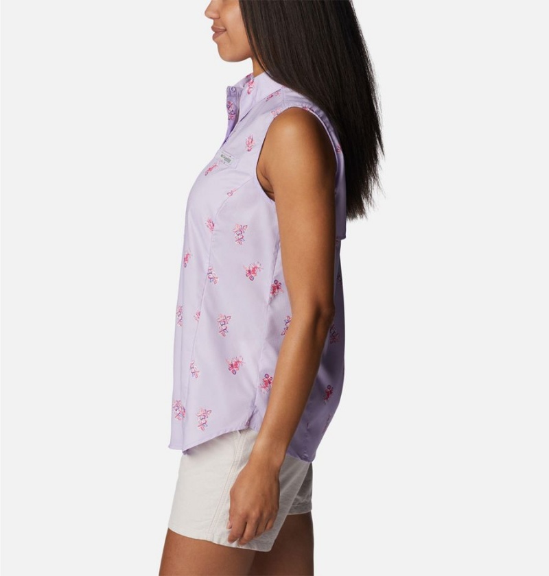 Columbia PFG Super Tamiami Sleeveless Women's Tank Top Purple | DYNOJG-957