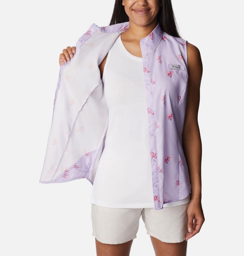 Columbia PFG Super Tamiami Sleeveless Women's Tank Top Purple | DYNOJG-957
