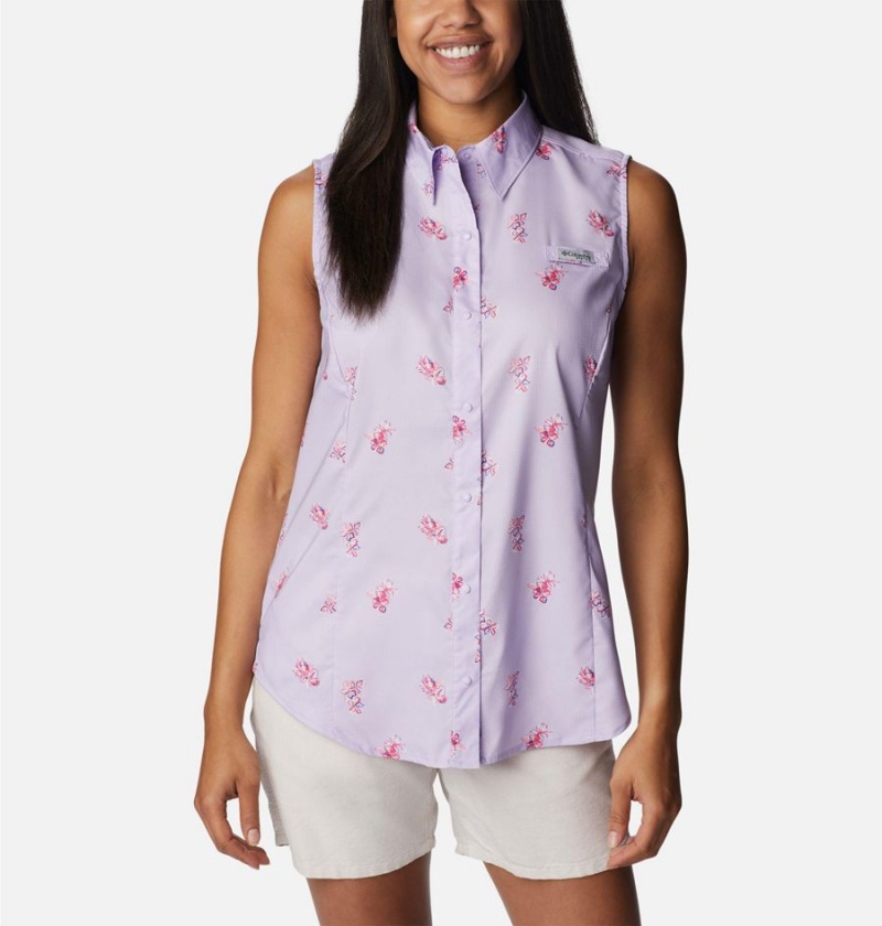 Columbia PFG Super Tamiami Sleeveless Women\'s Tank Top Purple | DYNOJG-957