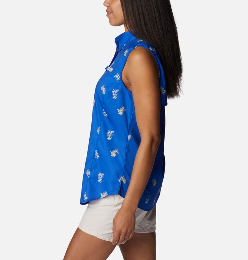 Columbia PFG Super Tamiami Sleeveless Women's Tank Top Blue | BNYZTE-698