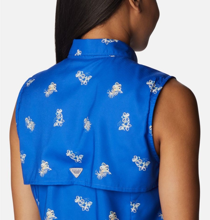 Columbia PFG Super Tamiami Sleeveless Women's Tank Top Blue | BNYZTE-698