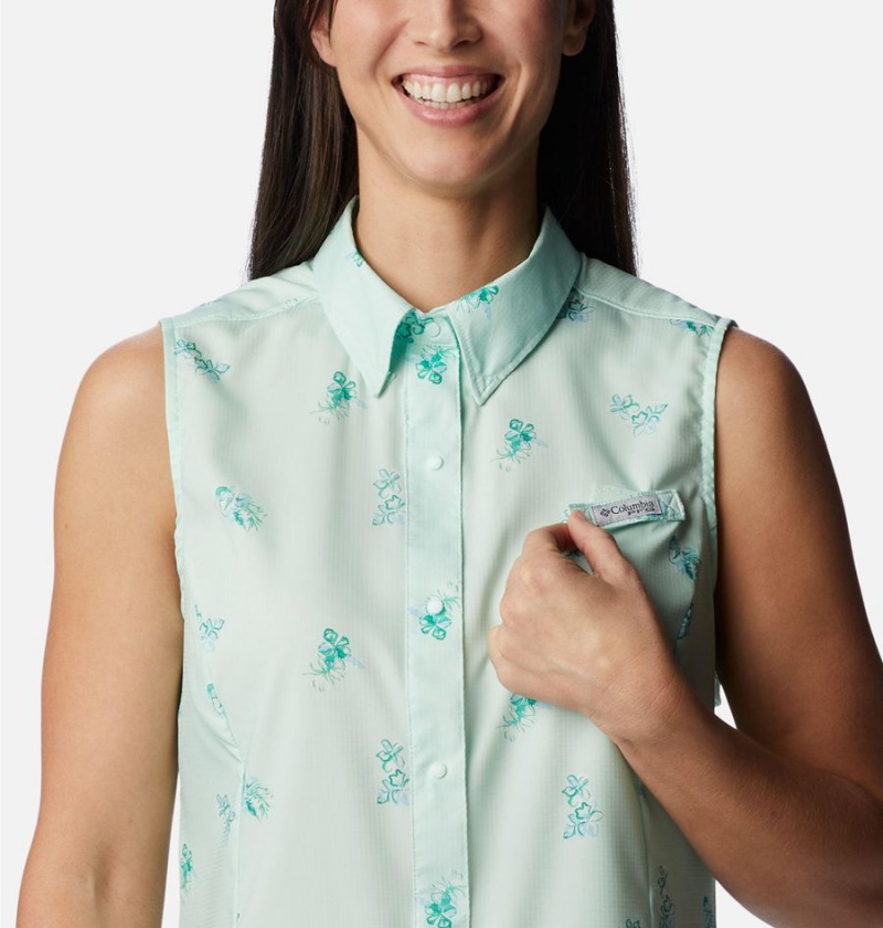 Columbia PFG Super Tamiami Sleeveless Women's Tank Top Green | SQNUVF-764
