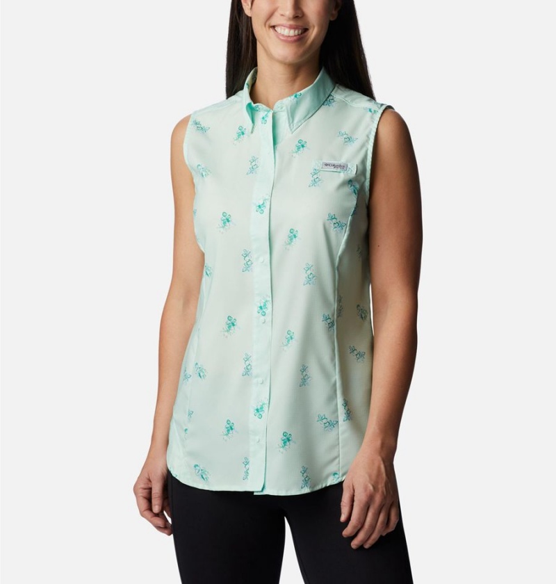 Columbia PFG Super Tamiami Sleeveless Women\'s Tank Top Green | SQNUVF-764