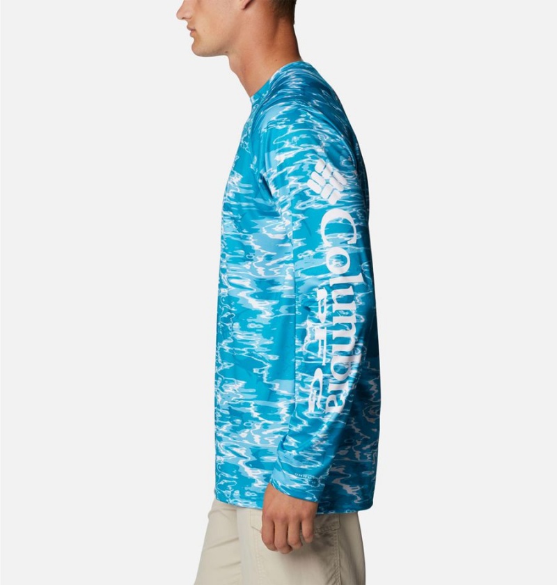 Columbia PFG Super Terminal Tackle Long Sleeve Men's T-Shirt Turquoise | TGYXMR-576