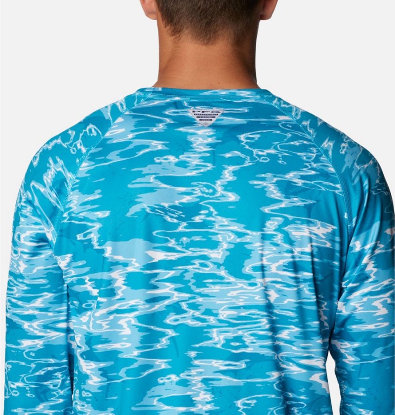 Columbia PFG Super Terminal Tackle Long Sleeve Men's T-Shirt Turquoise | TGYXMR-576