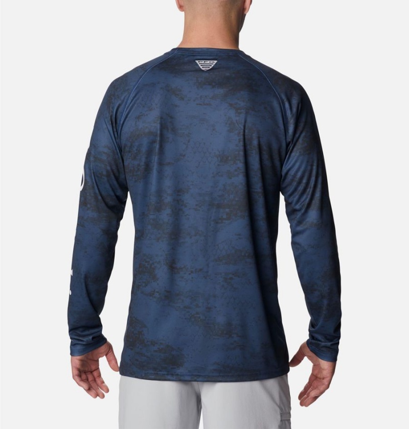 Columbia PFG Super Terminal Tackle Long Sleeve Men's T-Shirt Blue | GETZNF-096