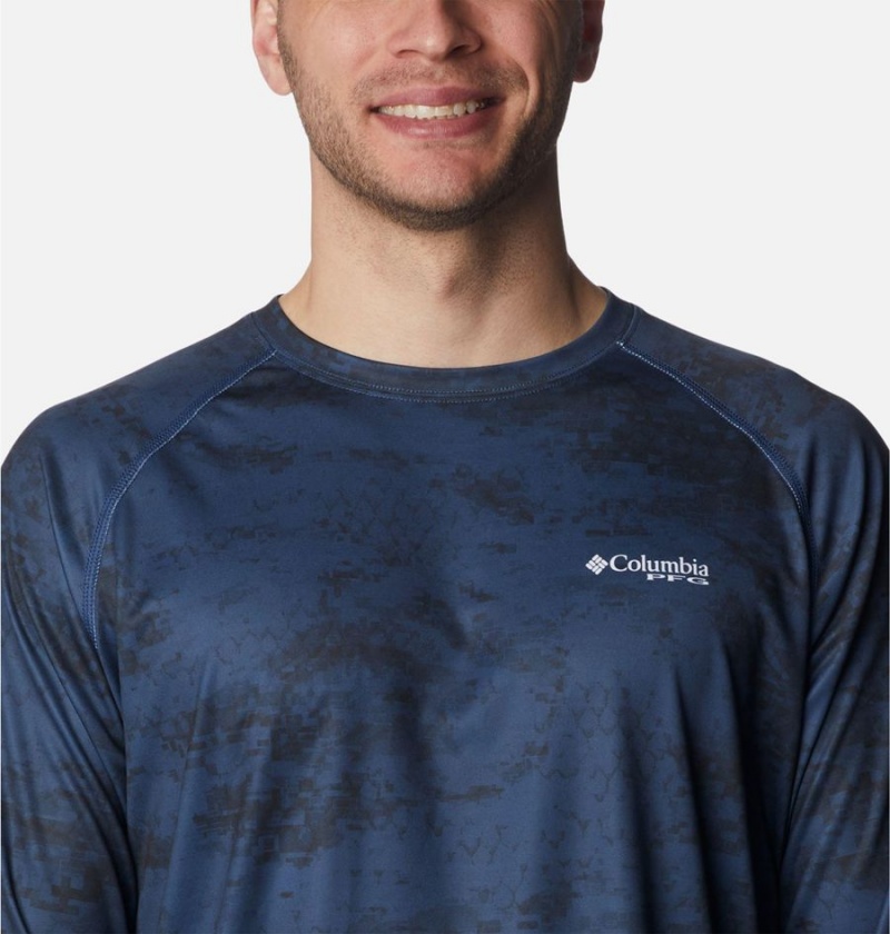 Columbia PFG Super Terminal Tackle Long Sleeve Men's T-Shirt Blue | GETZNF-096