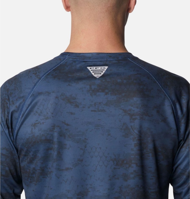 Columbia PFG Super Terminal Tackle Long Sleeve Men's T-Shirt Blue | GETZNF-096