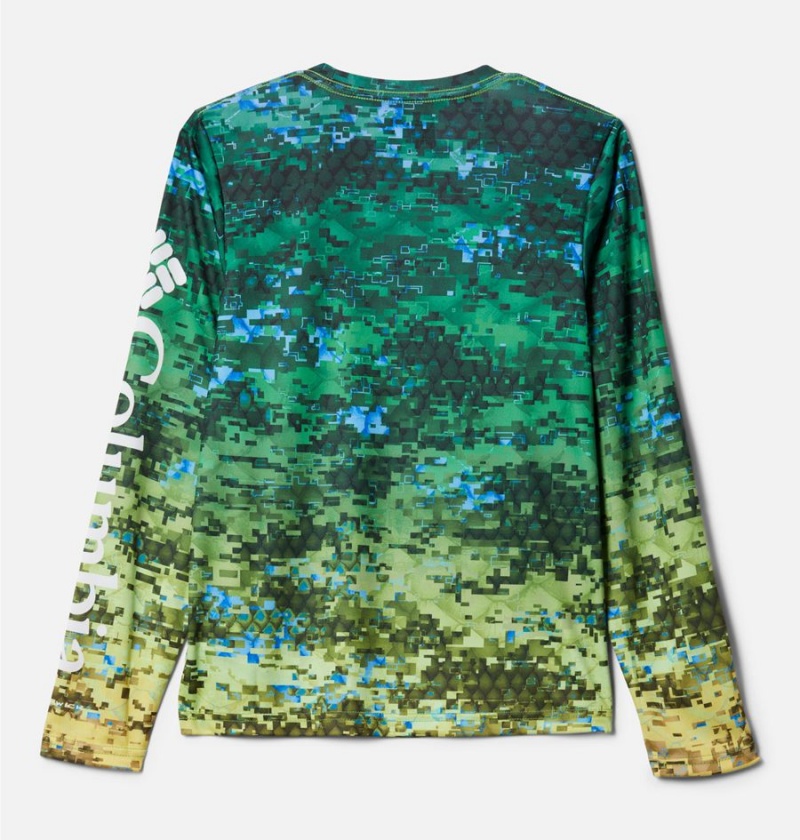 Columbia PFG Super Terminal Tackle Long Sleeve Kids' T-Shirt Green | UJWKDX-086