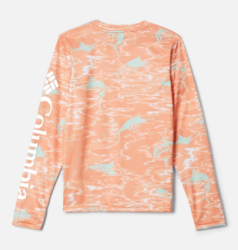 Columbia PFG Super Terminal Tackle Long Sleeve Kids' T-Shirt Orange | LRVSFC-231