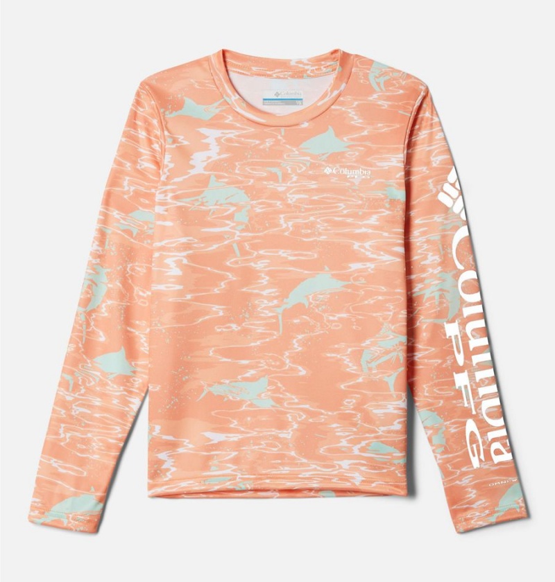 Columbia PFG Super Terminal Tackle Long Sleeve Kids\' T-Shirt Orange | LRVSFC-231