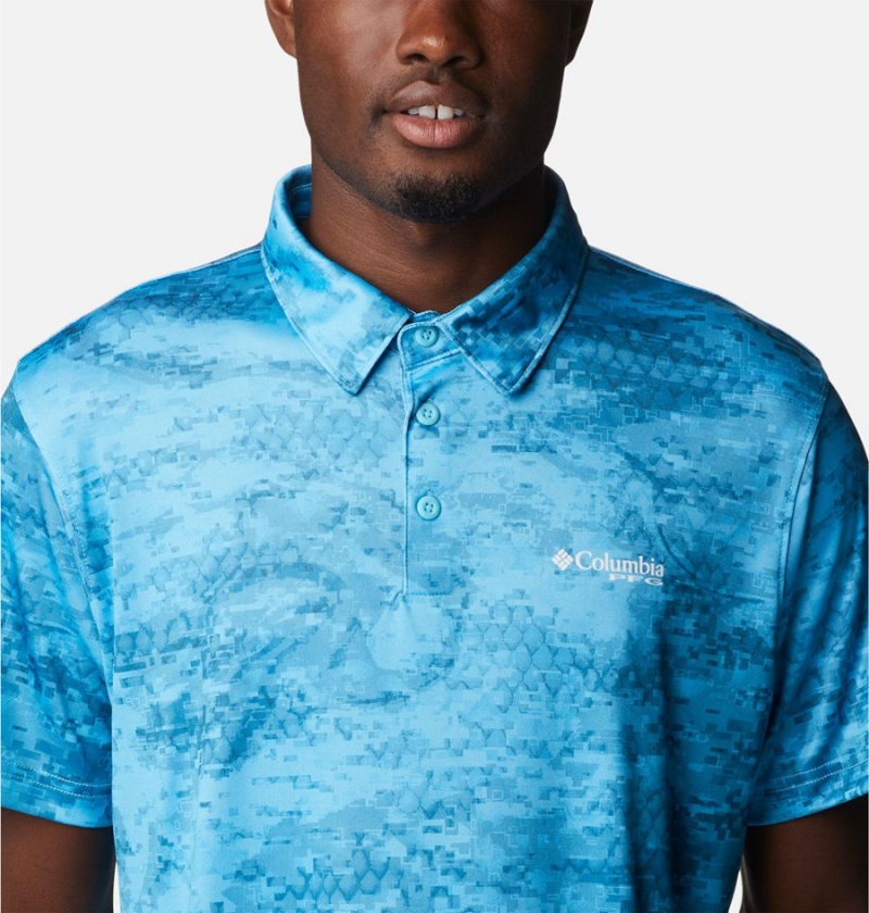 Columbia PFG Super Terminal Tackle Men's Polo Shirt Blue | BSLAPQ-582
