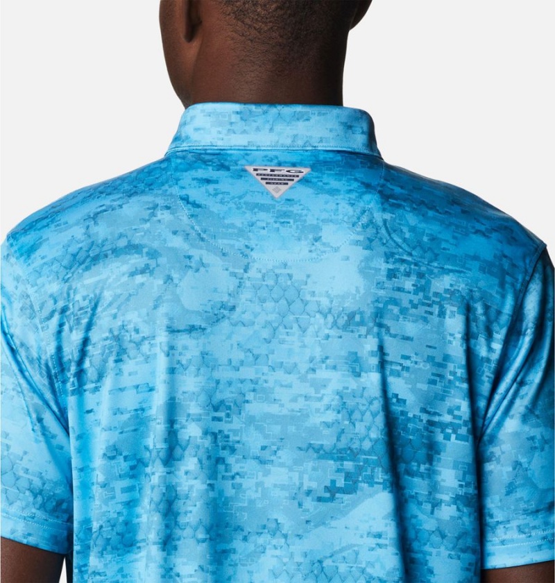 Columbia PFG Super Terminal Tackle Men's Polo Shirt Blue | BSLAPQ-582