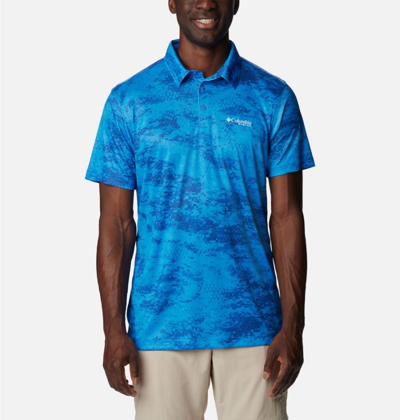 Columbia PFG Super Terminal Tackle Men\'s Polo Shirt Blue | MNGBKT-820