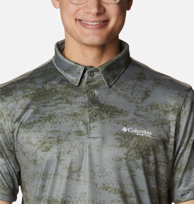 Columbia PFG Super Terminal Tackle Men's Polo Shirt Green | JERUCI-127