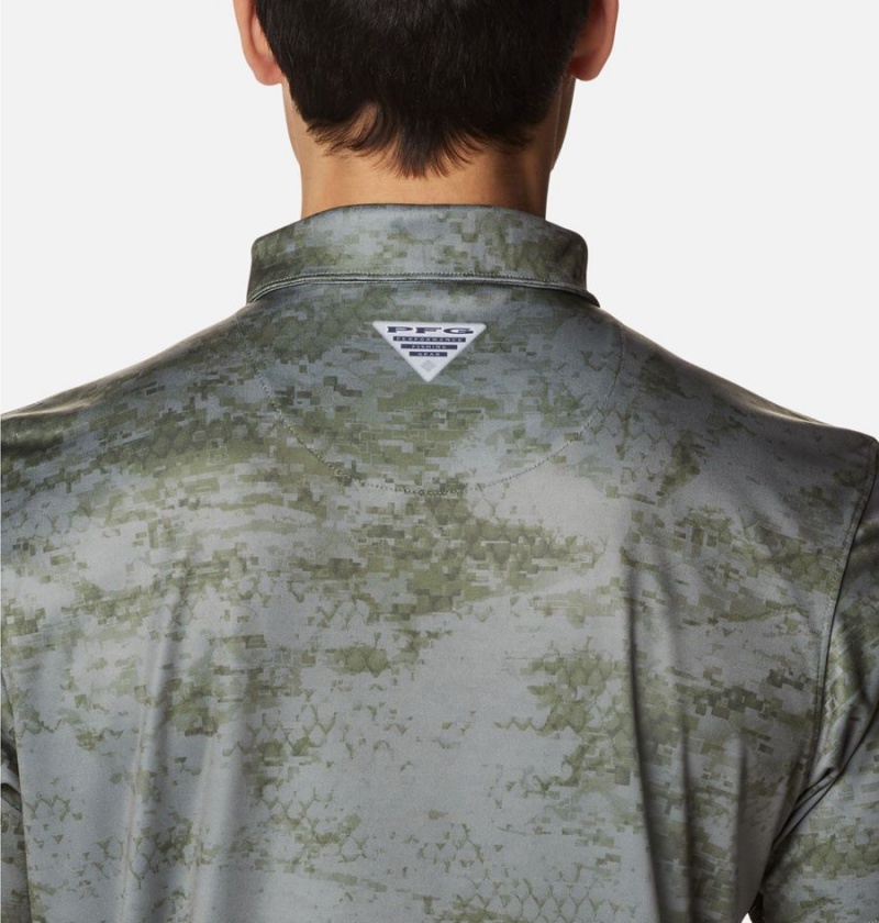 Columbia PFG Super Terminal Tackle Men's Polo Shirt Green | JERUCI-127