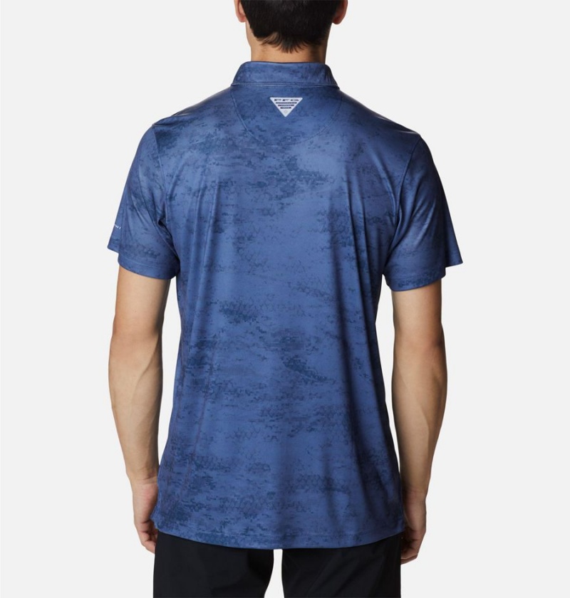 Columbia PFG Super Terminal Tackle Men's Polo Shirt Blue | ISTXBW-957