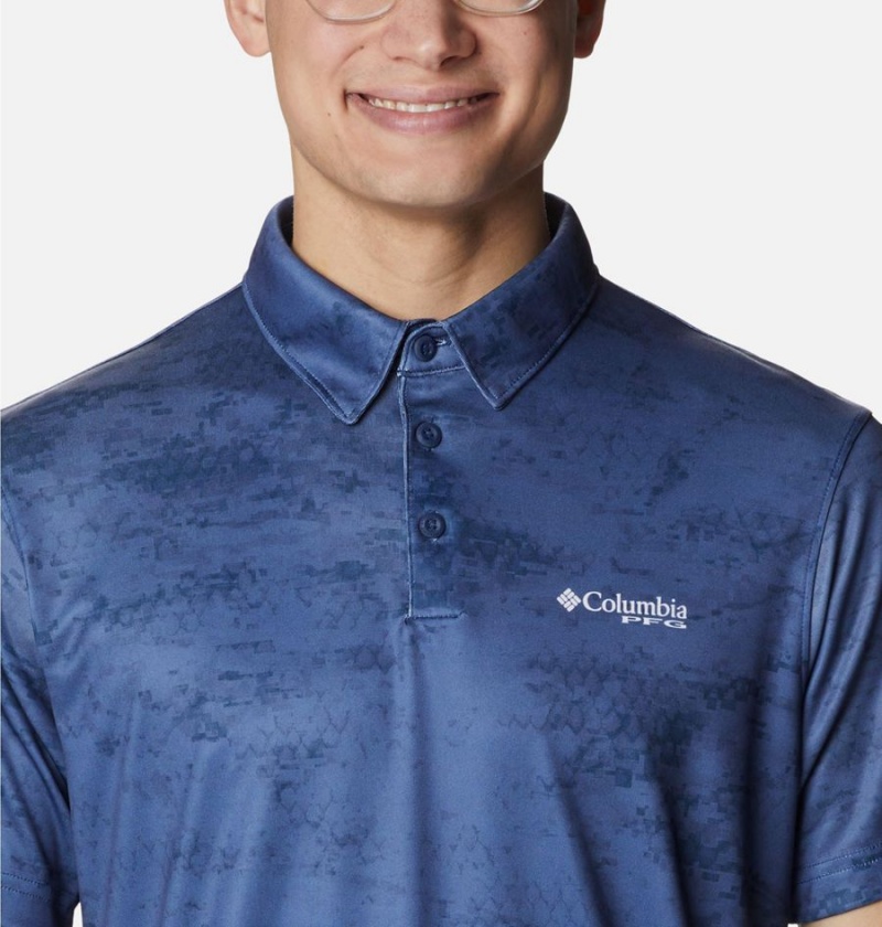 Columbia PFG Super Terminal Tackle Men's Polo Shirt Blue | ISTXBW-957