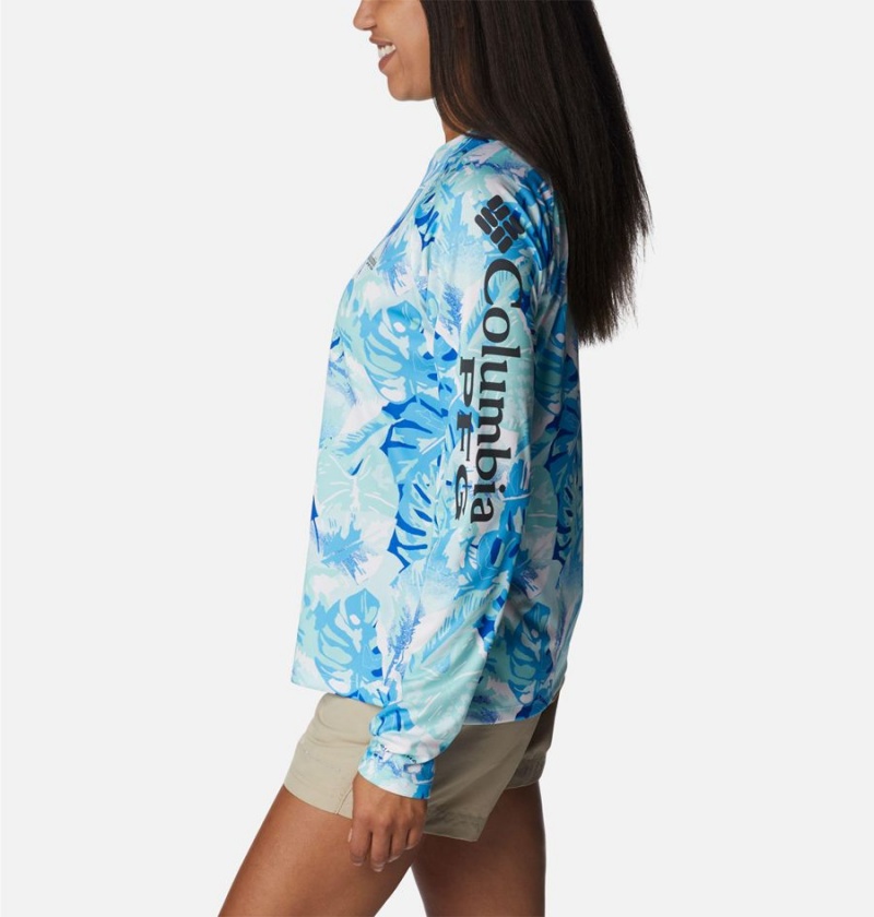 Columbia PFG Super Tidal Long Sleeve Women's T-Shirt Blue | JKENYL-301