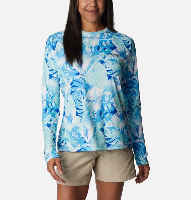 Columbia PFG Super Tidal Long Sleeve Women\'s T-Shirt Blue | JKENYL-301