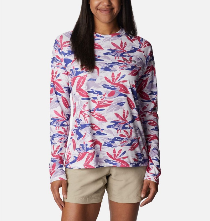 Columbia PFG Super Tidal Long Sleeve Women\'s T-Shirt Pink | QTBFZN-820
