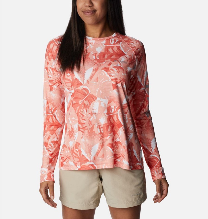 Columbia PFG Super Tidal Long Sleeve Women\'s T-Shirt Coral | ERUYMS-457
