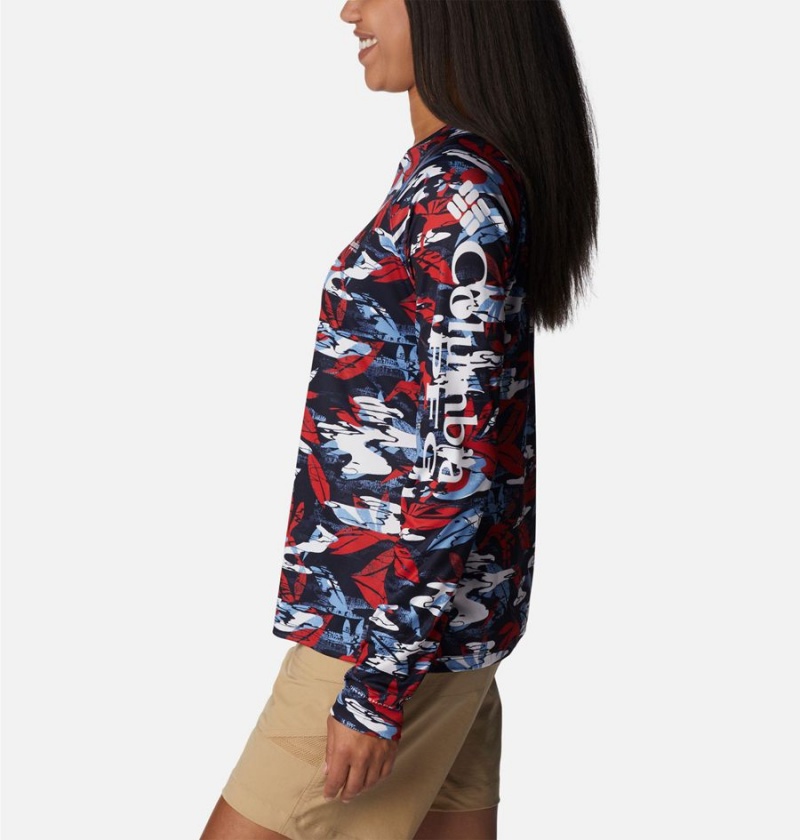 Columbia PFG Super Tidal Long Sleeve Women's T-Shirt Red | VIDXWG-169