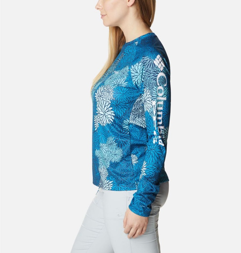 Columbia PFG Super Tidal Long Sleeve Women's T-Shirt Blue | XPODWE-690