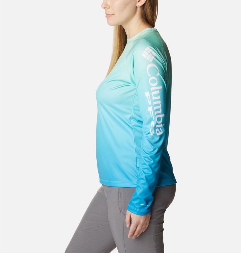 Columbia PFG Super Tidal Long Sleeve Women's T-Shirt Blue | LITMHD-137