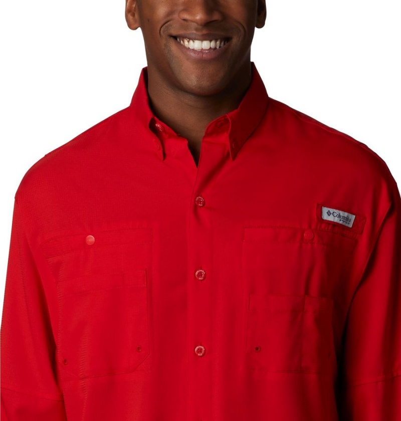 Columbia PFG Tamiami II Long Sleeve Men's Shirt Red | DAUOQL-520