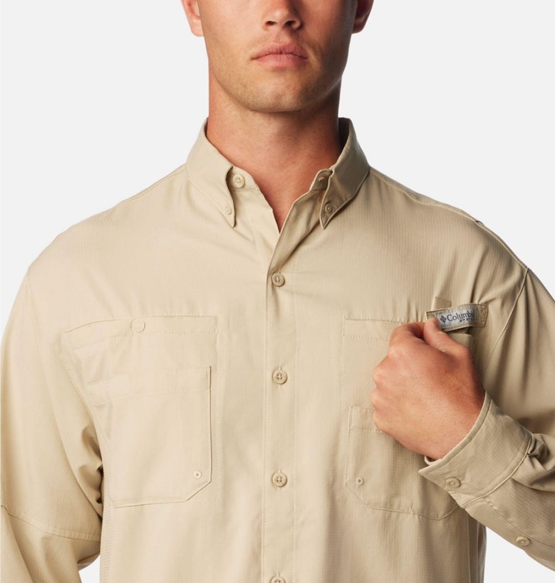 Columbia PFG Tamiami II Long Sleeve Men's Shirt Khaki | BAXHNP-150