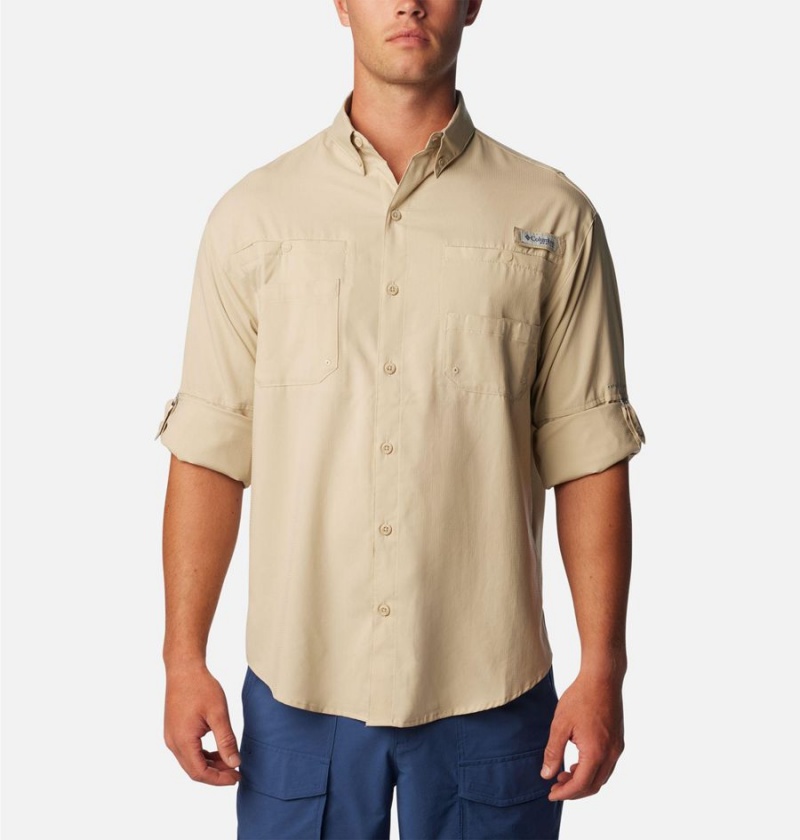 Columbia PFG Tamiami II Long Sleeve Men's Shirt Khaki | BAXHNP-150