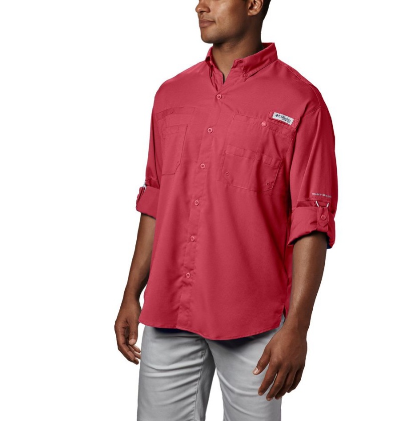 Columbia PFG Tamiami II Long Sleeve Men's Shirt Red | UCZSQD-961