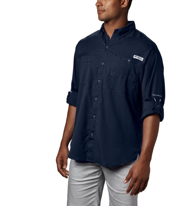 Columbia PFG Tamiami II Long Sleeve Men's Shirt Navy | JCVZQG-308
