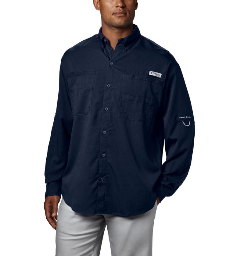 Columbia PFG Tamiami II Long Sleeve Men\'s Shirt Navy | JCVZQG-308