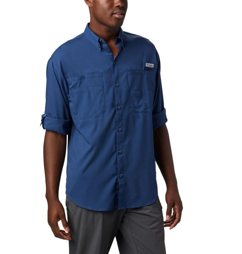 Columbia PFG Tamiami II Long Sleeve Men's Shirt Blue | NXLSFD-163