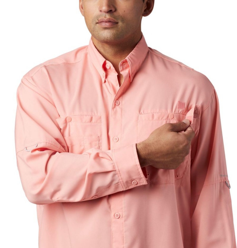 Columbia PFG Tamiami II Long Sleeve Men's Shirt Pink | DYCMVP-924