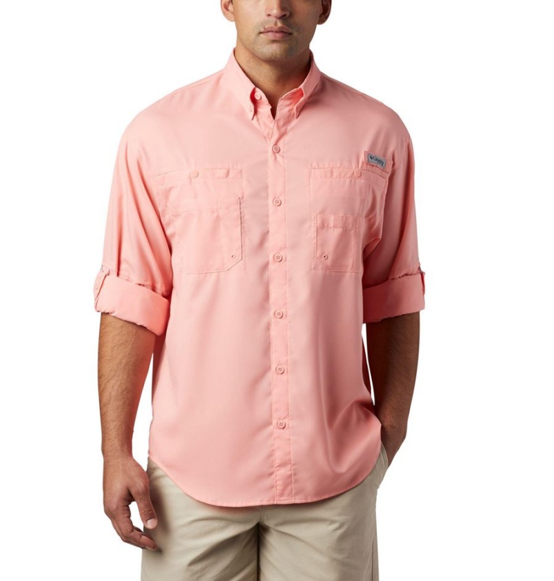 Columbia PFG Tamiami II Long Sleeve Men's Shirt Pink | DYCMVP-924