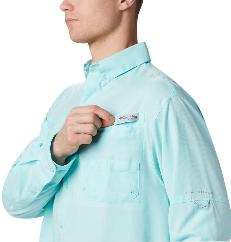 Columbia PFG Tamiami II Long Sleeve Men's Shirt Turquoise | EXOGZQ-602